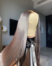 Load image into Gallery viewer, Essential Hair Company HD lace frontal unit is made from 100% virgin human hair. This luxury lace is amazing quality and is designed to be super thin and natural looking with small knots. These knots can also be bleached to achieve an even more natural look. This unit is pre-plucked, pre bleached, and comes in Straight only. Hair can be dyed and styled as normal.