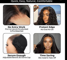 Load image into Gallery viewer, Kinky Straight 360 Pre-cut full lace frontal Glueless wig with Invisi drawstring
